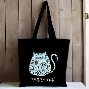 KPOP Tote Bag Flannel Fabric Material Cartoon Cat Design
